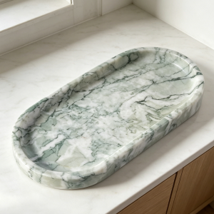 Retro Light Green Natural Marble Bathroom Tray